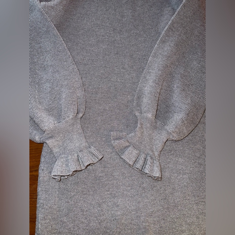Elegant Gray Turtleneck Sweater Dress - Picture 11 of 13